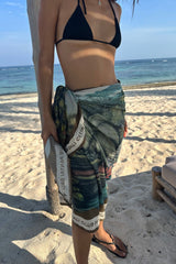 Bali Landscape Sarong - Chocolate/Blue/Green