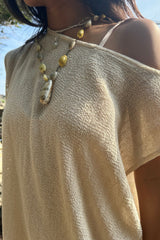 Mesh layering tee in Natural by LILYA