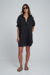 dali lilya shirt dress in black color