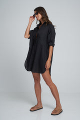 dali lilya shirt dress in black