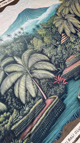 Bali Landscape Sarong - Chocolate/Blue/Green