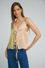 Feminine pastel cami with tie shoulders