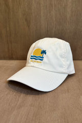 Unisex cotton cap featuring retro tropical embroidery, adjustable fit