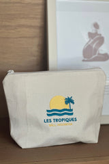 Retro-inspired Les Tropiques pouch, ideal for organising skincare, makeup, or chargers