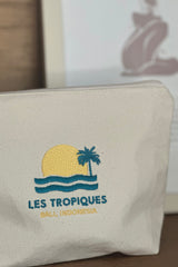 Cotton canvas pouch with lining, featuring signature sun and palm tree graphic