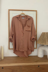 Lightweight satin blouse in Rose Bisque