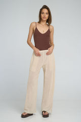 Sheer wide-leg mesh pants with elastic waistband