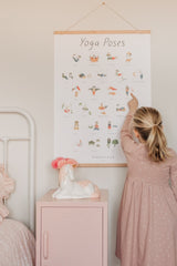 hand illustrated yoga poster with hanger