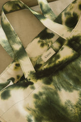 close up of tie dye green bag