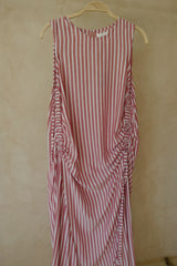 Relaxed maxi dress in washed red Amalfi Stripe by LILYA.