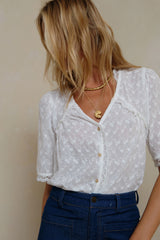 Scalloped sleeve detail on Napali Top