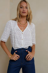 Lightweight broderie anglaise top