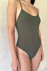 Women's one piece swimsuit with adjustable cross-back straps