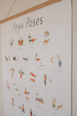 kids yoga poster with wooden hanger