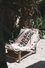 pink green fringed padang padang sarong