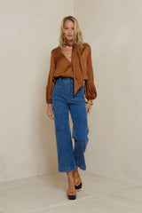 Front view of relaxed Rust blouse