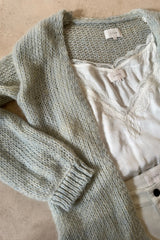 Relaxed textured knit cardigan with open front