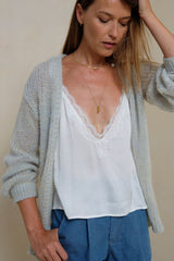 LILYA Sea Cardigan styled layered over outfits