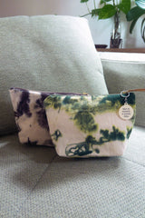 Leather pull detail on Tie Dye Pouch by Cove everyday accessory