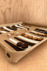 A Close Up Look Of Travel Backgammon Made In Bali.