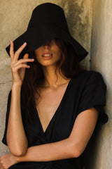 black canvas bucket hat by lilya australia brand