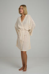 The Anouck Mesh Robe in Natural by LILYA