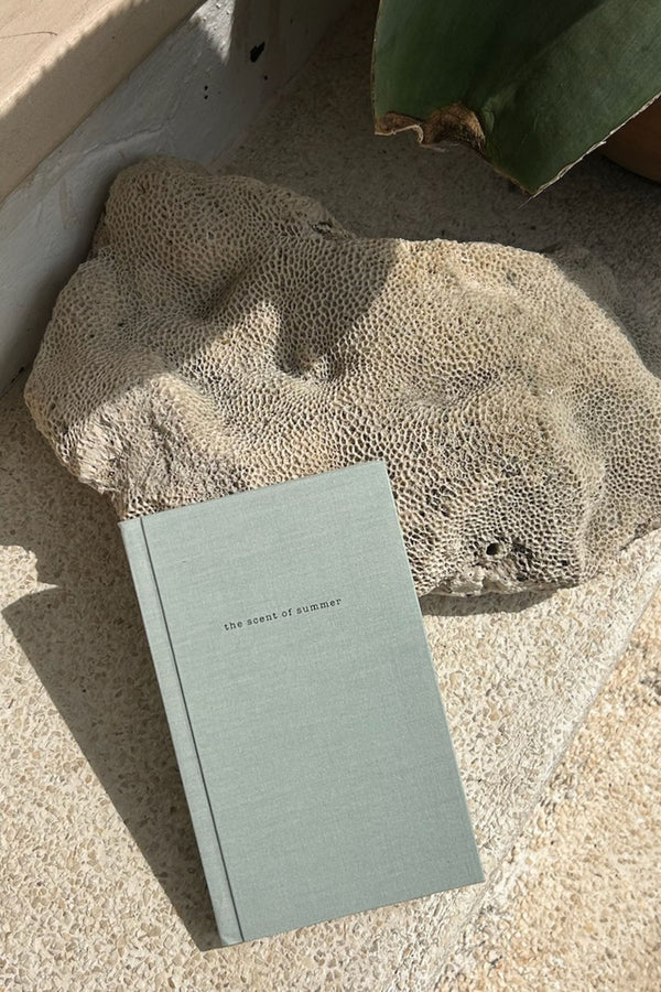 Plant-dyed notebook styled on natural textures in Bali