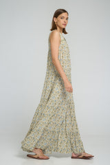 Side view of Calvi Dress showing adjustable waist ties for custom fit