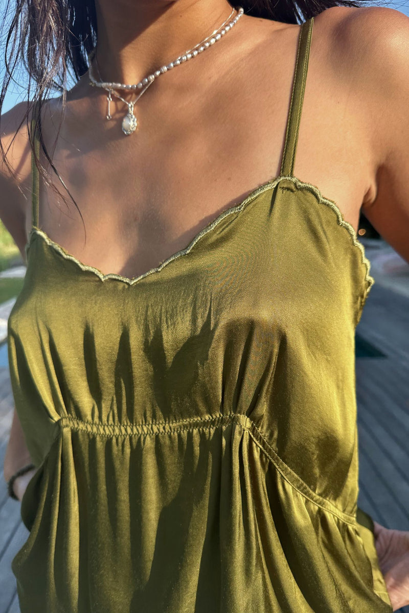 Olive Moonflower Top styled for summer