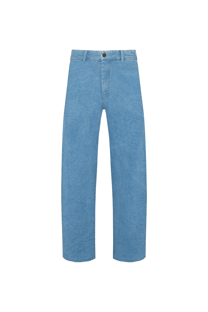 light blue denim jeans in pale wash