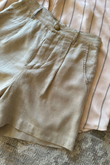Longer length linen shorts with side pockets