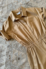 A detail of Marine Jumpsuit in Caramel Colour