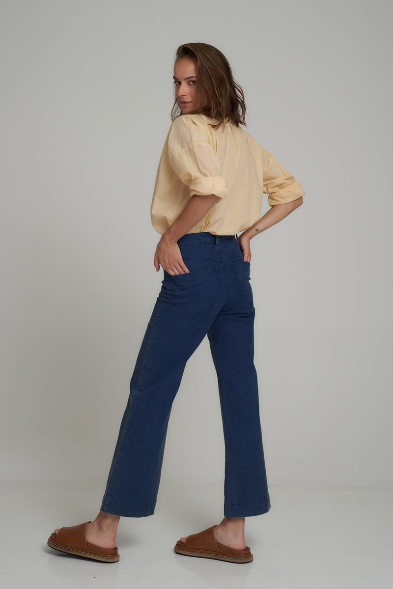 Side View of Molly Blue High Waisted Jeans