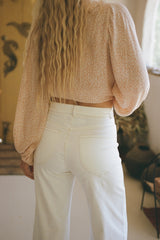 A close up look of a back of Molly Cotton Pant in Vanilla