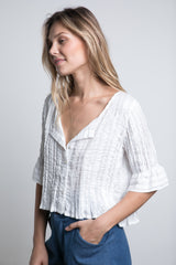 Detail of the sonora in ivory colour for summer blouse by Lilya 