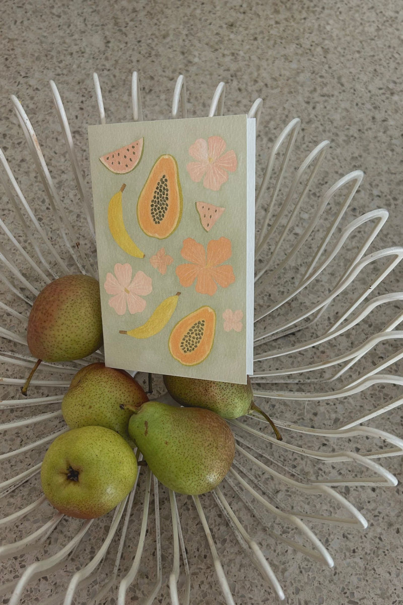 pastel flower and fruit printed gift card for presents