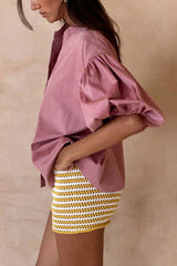 Cotton knit mini shorts with wide elasticated waistband