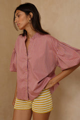 Relaxed Sunshine Yellow knit shorts for summer