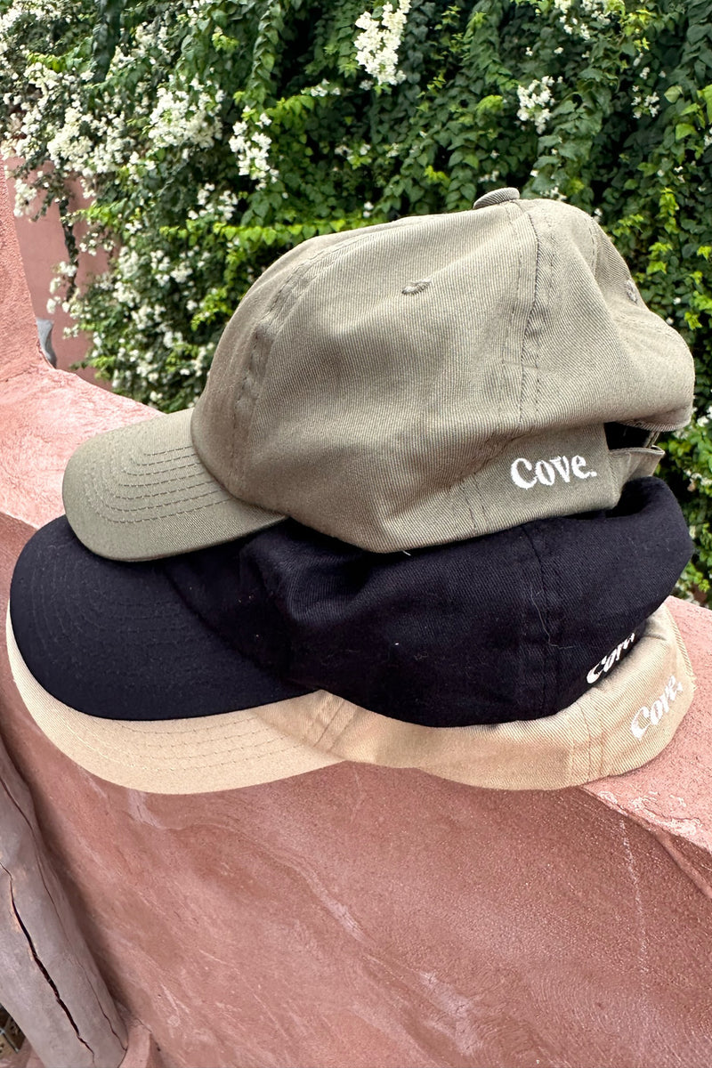 cove. island essentials cap in three colors. 