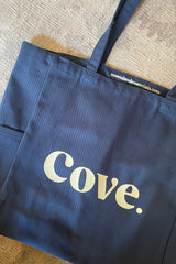 A new close up of. cove. tote bag colour in navy colour