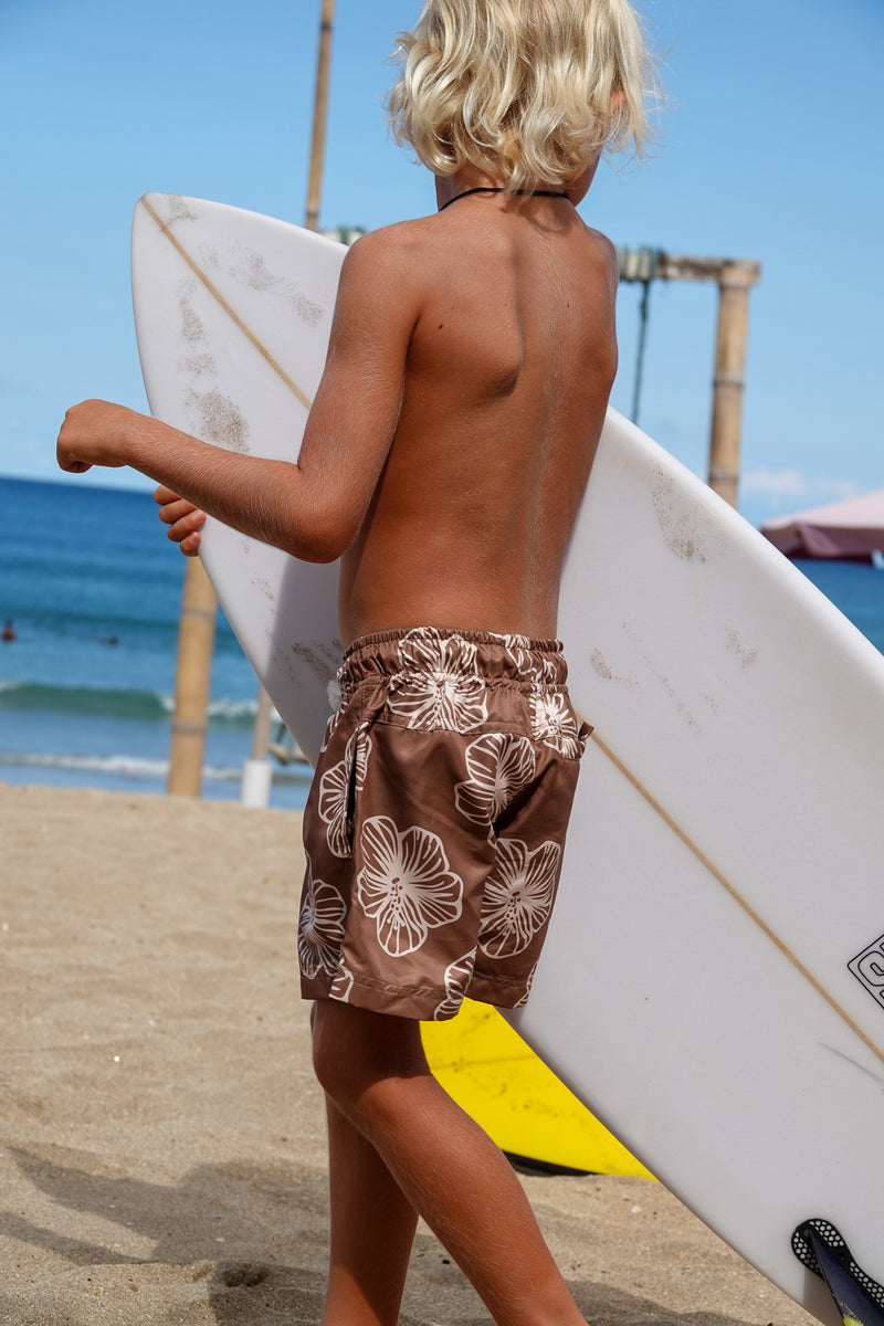 Water Shorts in Hibiscus