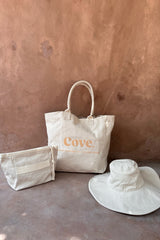 cove. island essentials tote bag in sand color
