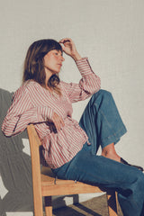 Lightweight cotton rayon blouse in Amalfi Stripe by LILYA. 