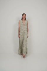 Model wears Floral maxi dress styled casually with sandals for everyday summer wear