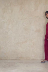 video of Merlot Red satin mini dress by LILYA with a relaxed fit for engagement parties, weddings, lunches or events.