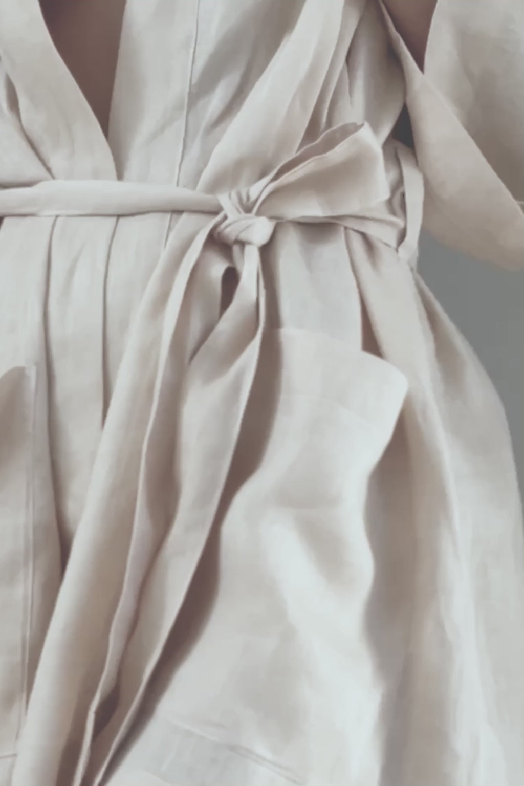 linen bathroom robe in natural color by lilya