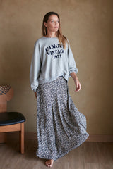 Flowy maxi skirt in ditsy floral print 