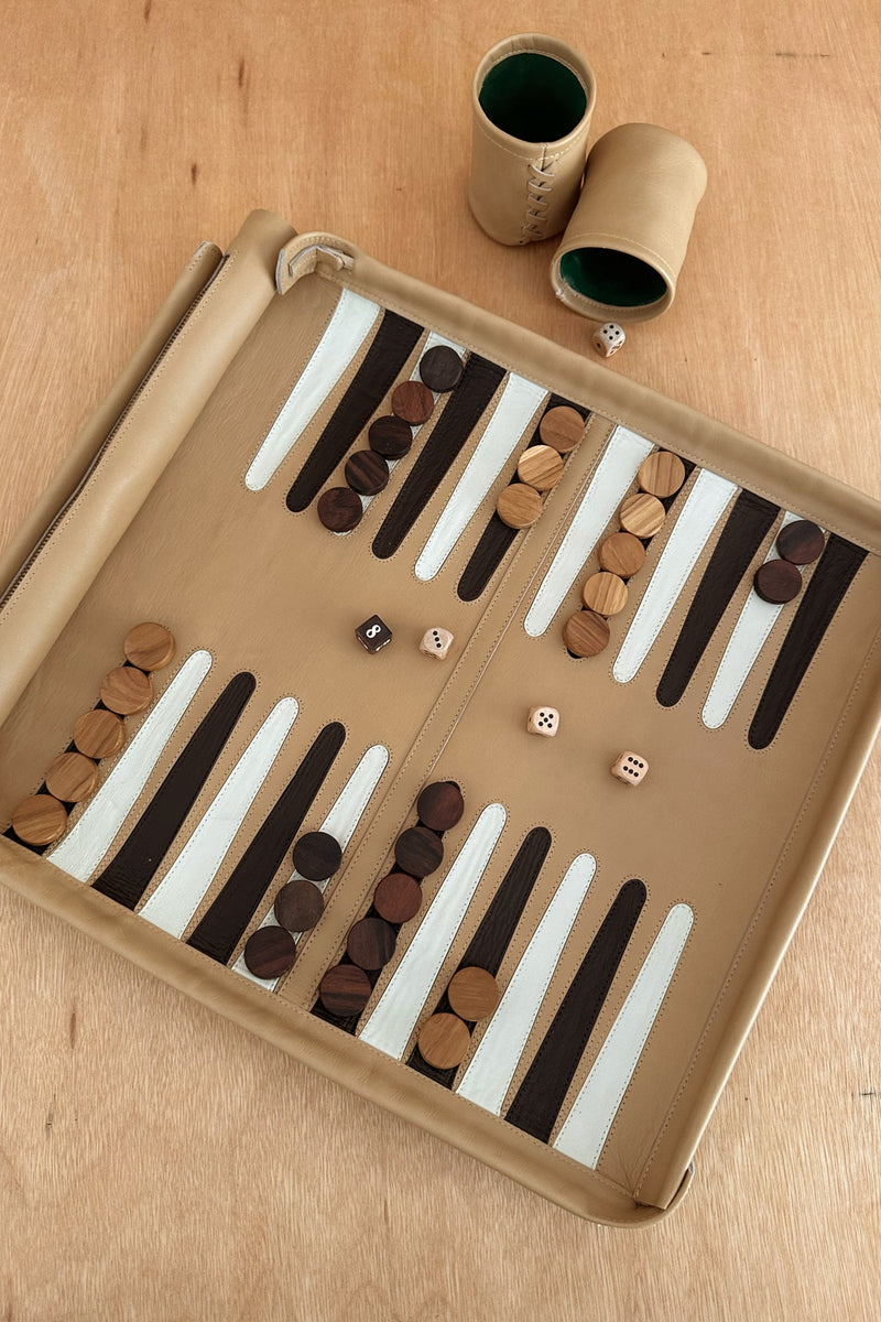 Handmade Travel Backgammon Board Made In Bali. Easy To Carry Rolls-up For Travel