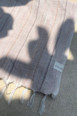 details of euphemia turkish towel in taupe color