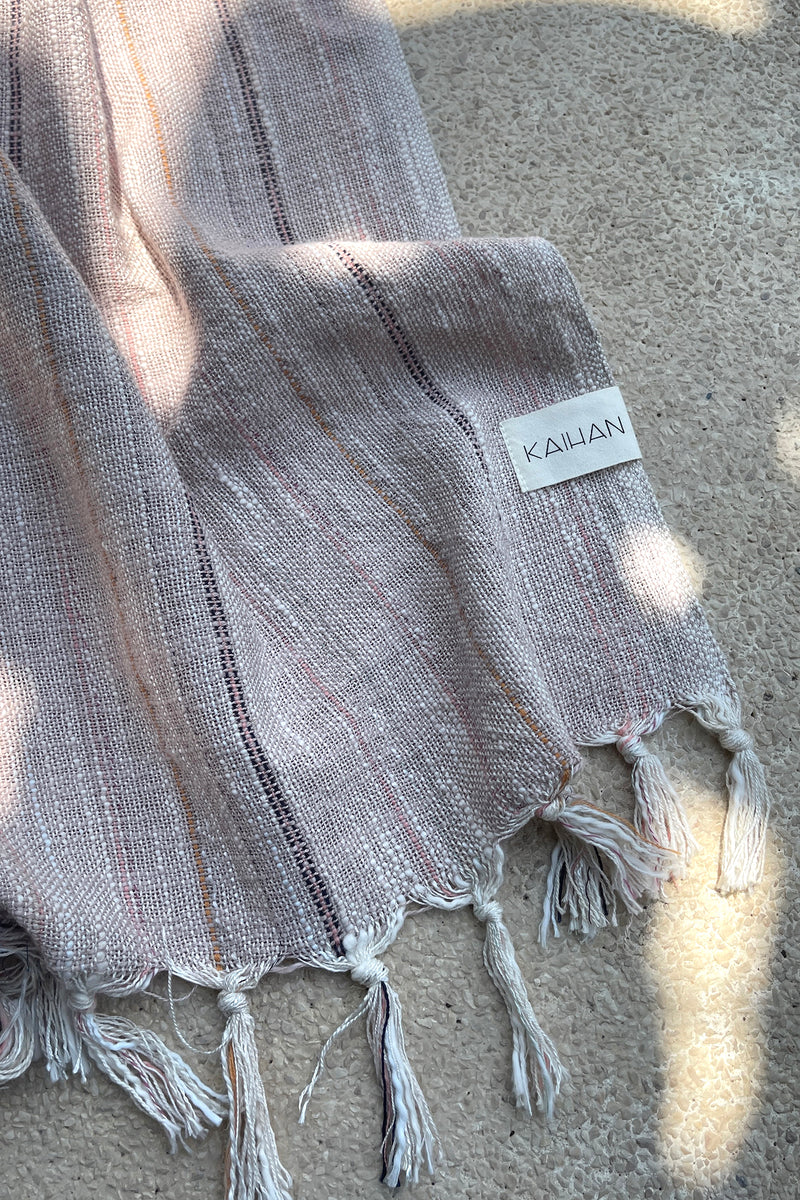 detail of turkish towel in taupe color euphemia